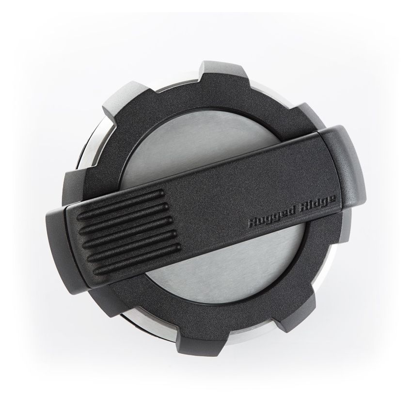 Rugged Ridge Elite Fuel Door Non-Lock Brushed Alum 07-18 Jeep Wrangler JK
