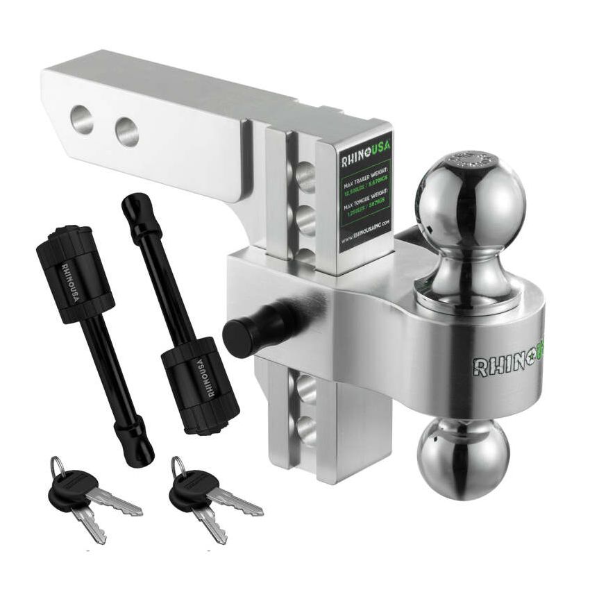 Rhino USA RG-HTDROP2-SVR 6In Heavy Duty Drop Hitch - 2In (Silver)