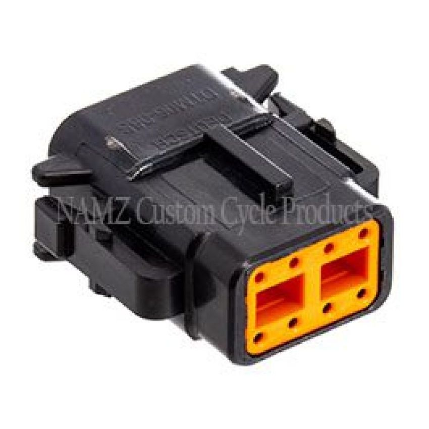 NAMZ MDP-8B Deutsch DTM 8-Position Black Plug w/(8) Stamped Terminals & Wedgelock (HD 74118-98BK)