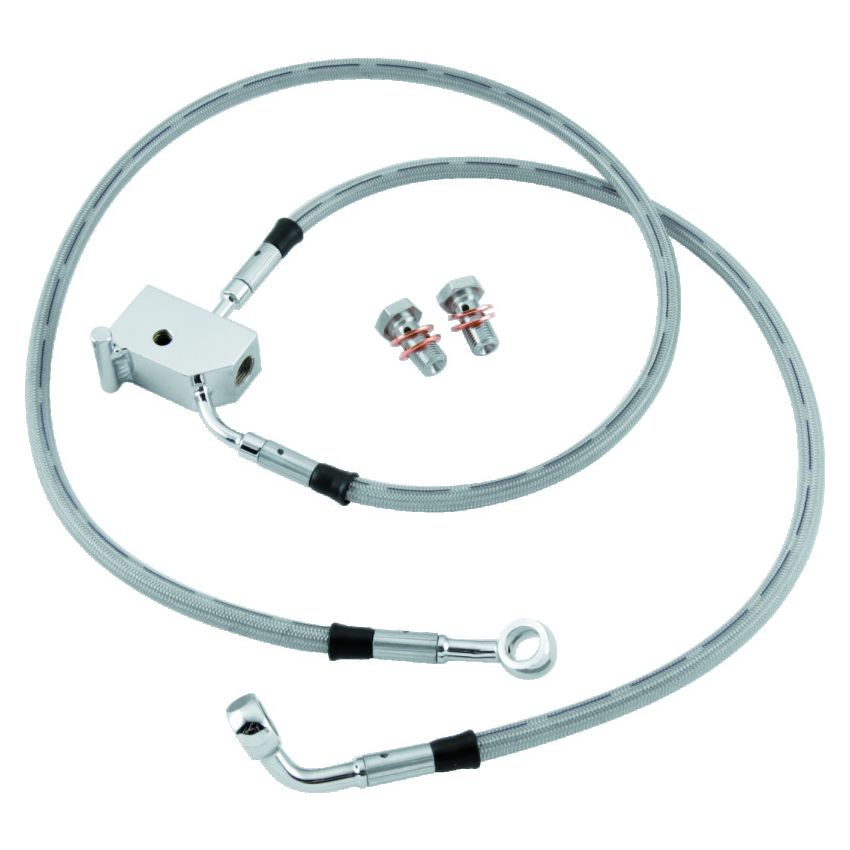 TwinPower 035867 Twin Power L87-99 FLST Stainless Steel Dot Brake Line Kit Rear Stock Length