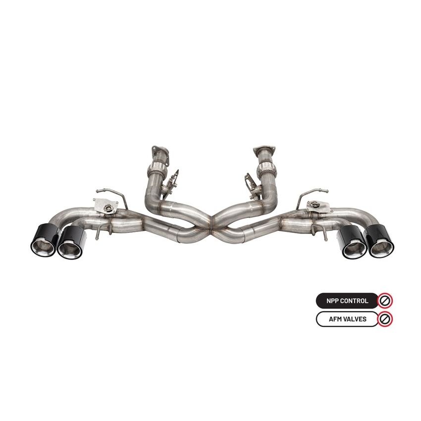 CORSA Performance 21105CF Corsa 2020-2024 Chevrolet Corvette C8 RWD 3in Valved Cat-Back Delete w/ NPP w/4.5in CF PolishedTips