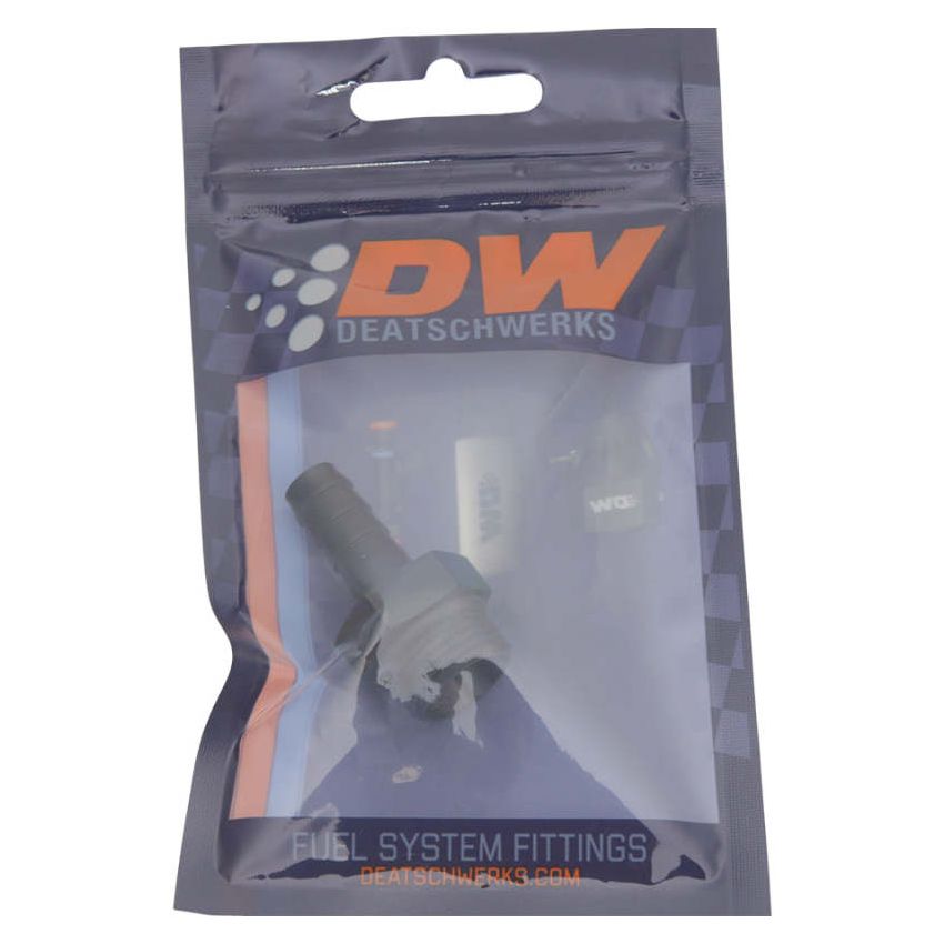 DeatschWerks 8AN ORB Male to 3/8in Male Triple Barb Fitting (Incl O-Ring) - Anodized Matte Black