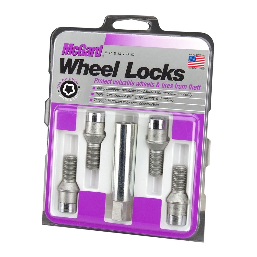 McGard Wheel Lock Bolt Set - 4pk. (Tuner / Cone Seat) M12X1.5 / 17mm Hex / 29.6mm Shank L. - Chrome