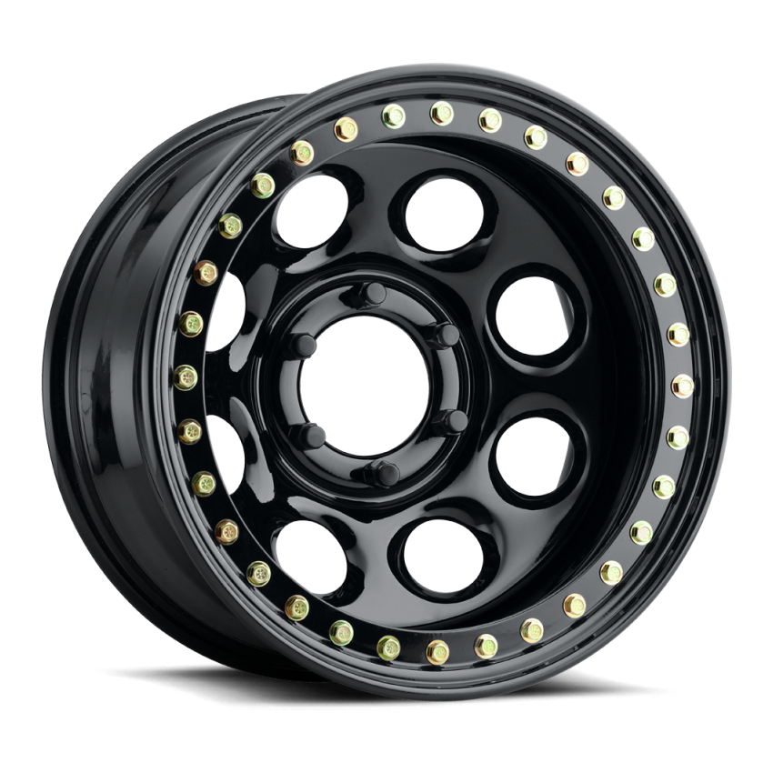 Raceline RT8179560 RT81 Rock 8 17x9.5in/6x139.7 BP/-44mm Offset/107.95mm Bore - Gloss Black Beadlock Wheel