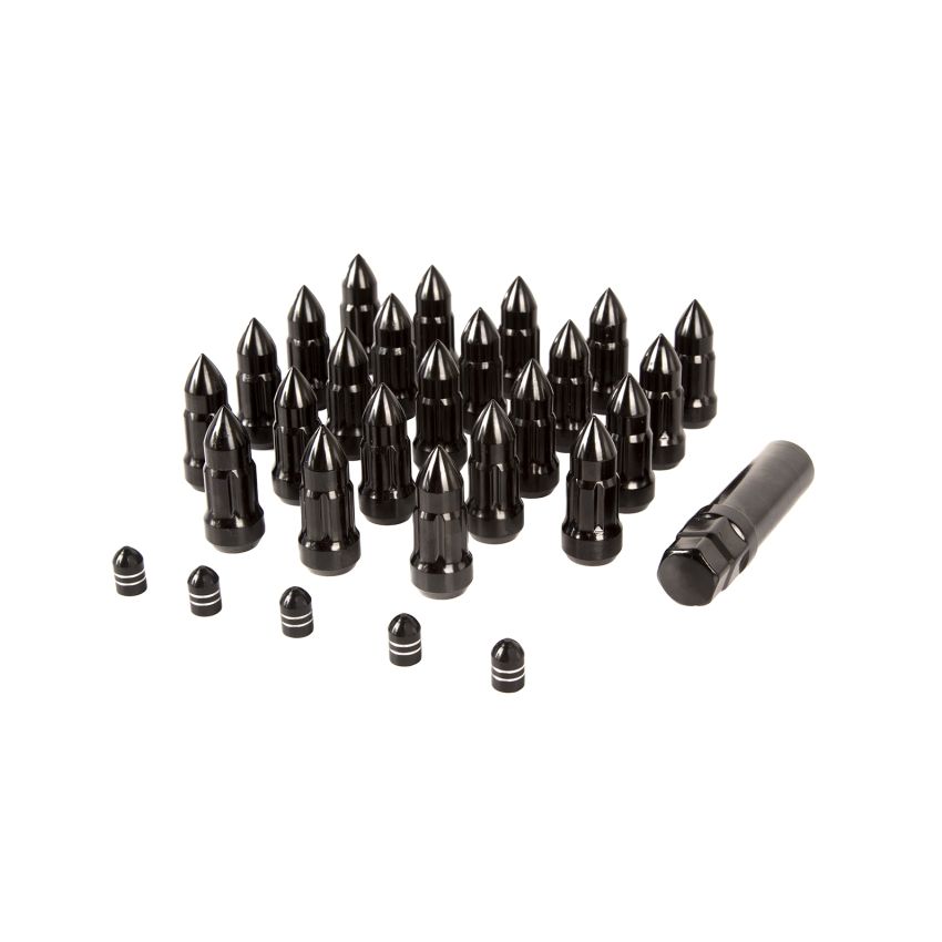 Rugged Ridge Bullet Lug Nut and Valve Stem Cap Kit Black 1/2-20