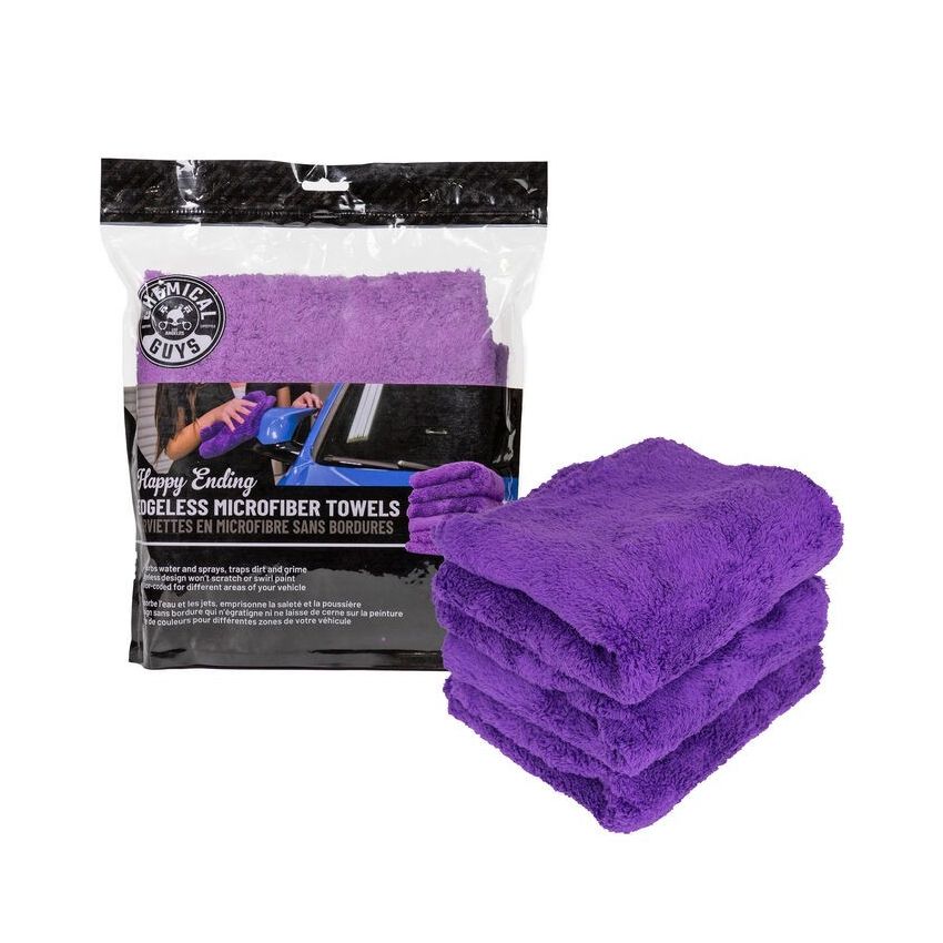 Chemical Guys Ultra Edgeless Microfiber Towel - 16in x 16in - Purple - 3 Pack