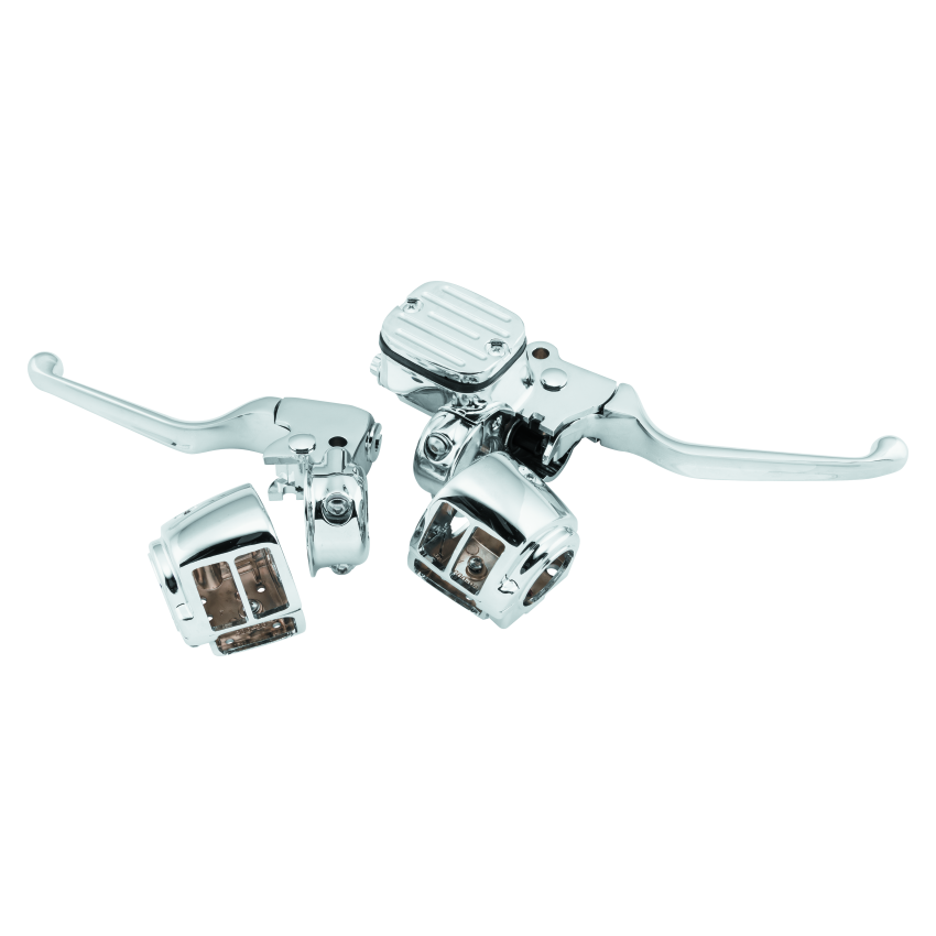 Bikers Choice 488730 96-06 Big Twin 96-03XL With 9/16 Bore Master Cylinder Chrome Handlebar Control Kit