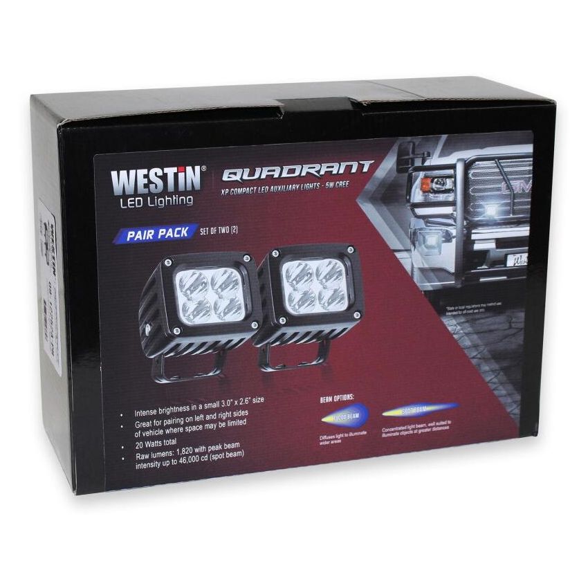 Westin Quadrant LED Auxiliary Light 3 inch x 2.5 inch Spot w/5W Cree (Set of 2) - Black
