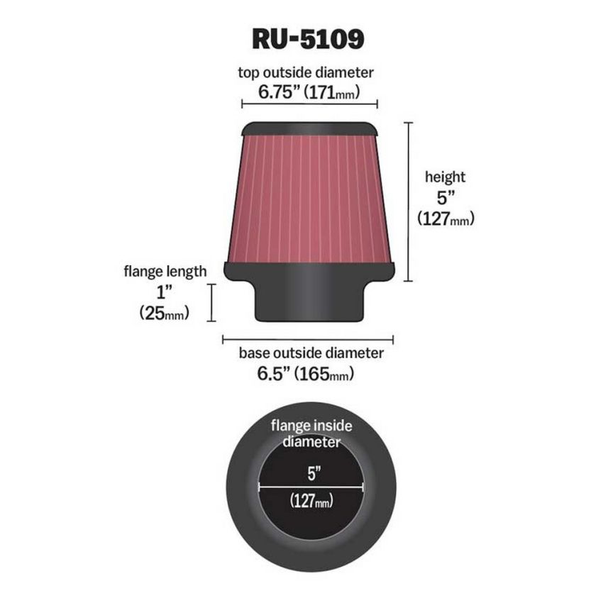 K&N RU-5109 Universal Clamp-On Air Filter