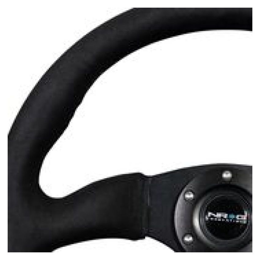 NRG Reinforced Steering Wheel (350mm / 2.5in. Deep)Blk Alcantara Comfort Grip w/4mm Matte Blk Spokes