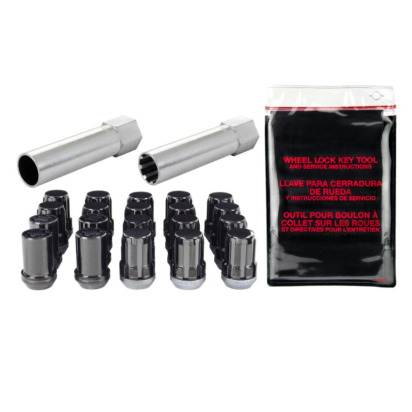 McGard SplineDrive Tuner 5 Lug Install Kit w/Locks & Tool (Cone) M12X1.25 / 13/16 Hex - Black
