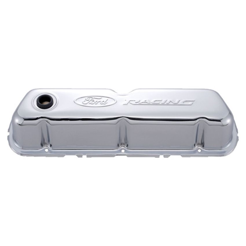 FORD FRD302-070 Chrome Steel Valve Cover Set w/Ford Racing Logo