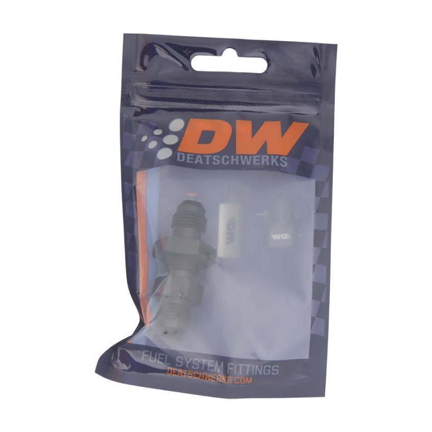DeatschWerks 6AN Male Flare to 6AN Male Flare Bulkhead Adapter (Incl Nut) - Anodized Matte Black