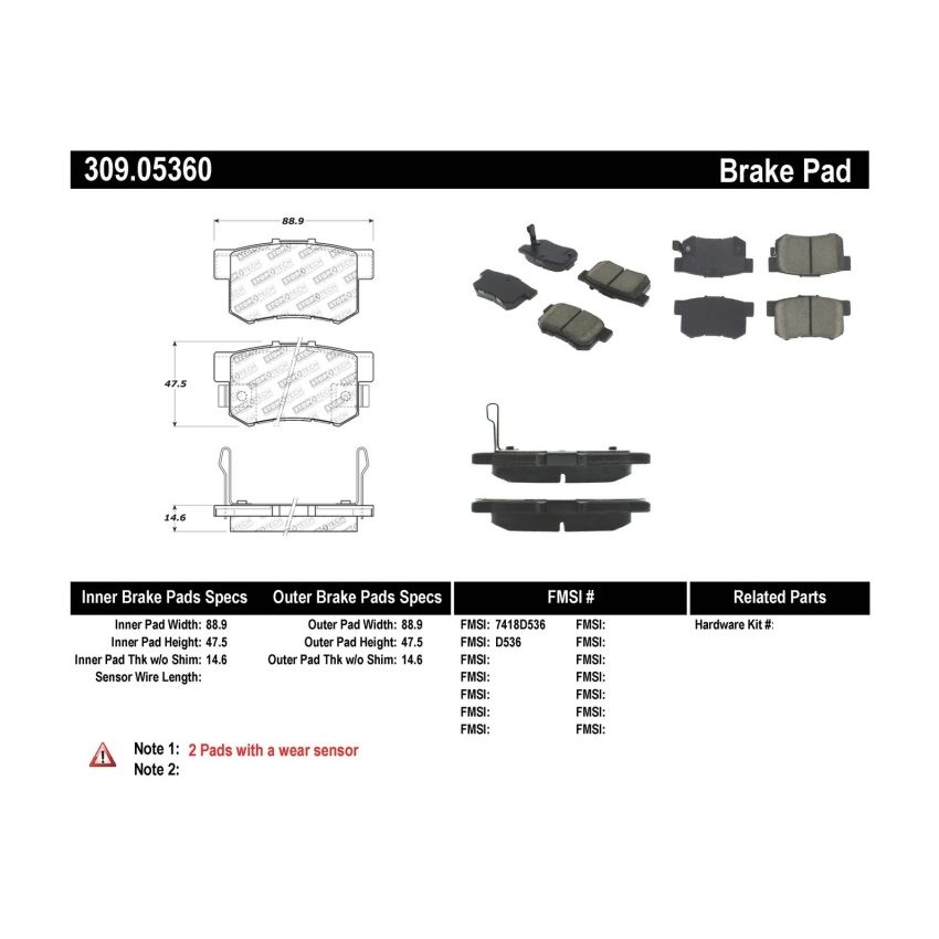 StopTech Performance 08-10 Honda Accord EX/EX-L Coupe / 08-10 LX/LX-P/LX+ Sedan Rear Brake Pads