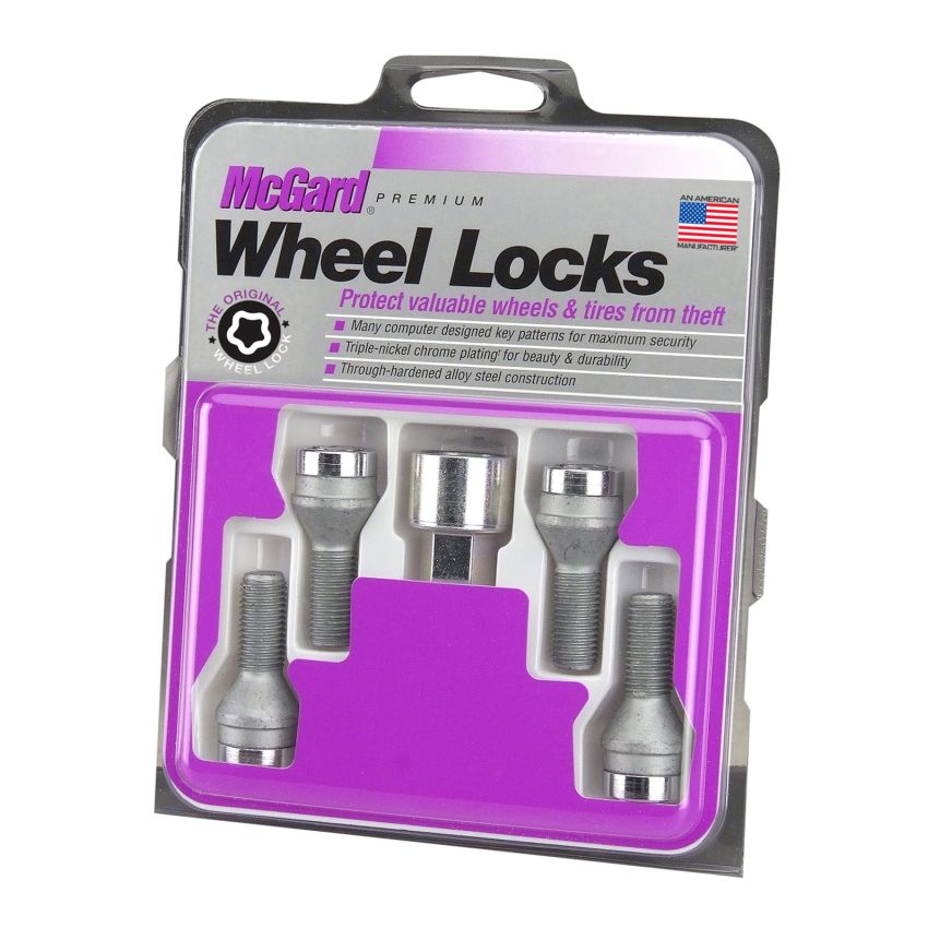 McGard Wheel Lock Bolt Set - 4pk. (Cone Seat) M12X1.25 / 17mm Hex / 22.0mm Shank Length - Chrome