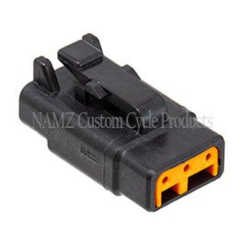 NAMZ MDP-3B Deutsch DTM 3-Position Plug w/3 Stamped Terminals & Wedgelock - Black (HD 74113-98BK)