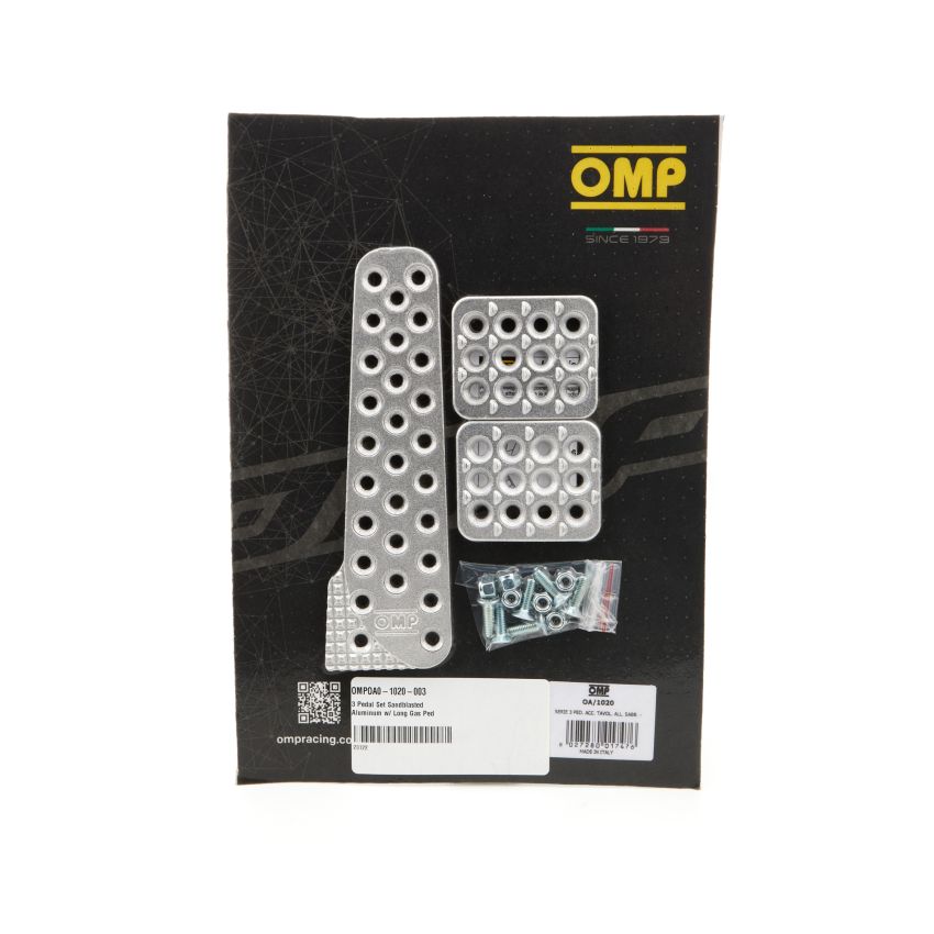 OMP RACING, INC. OMPOA0-1020-003 3 Pedal Set Sandblasted Aluminum w/ Long Gas Ped