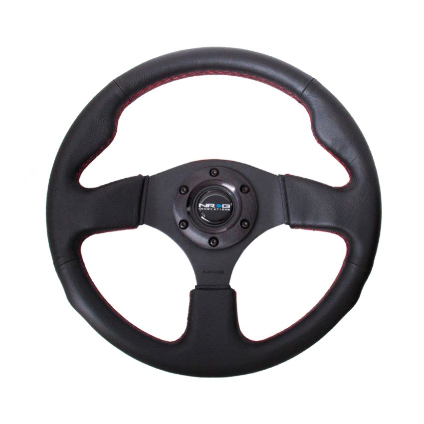 NRG Reinforced Steering Wheel (320mm) Leather w/Red Stitch