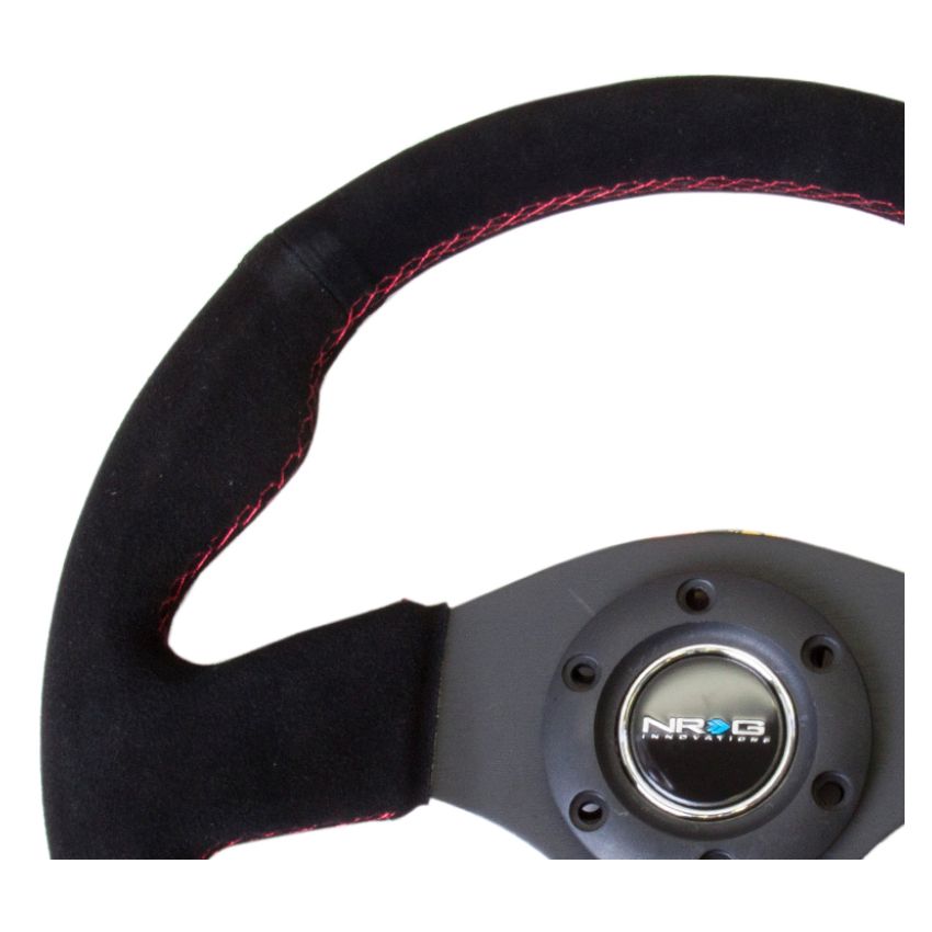 NRG Reinforced Steering Wheel (320mm) Suede w/Red Stitch
