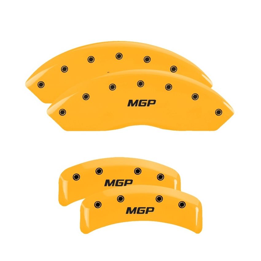 MGP 4 Caliper Covers Engraved Front & Rear MGP Yellow Finish Black Char 1988 Chevrolet Corvette