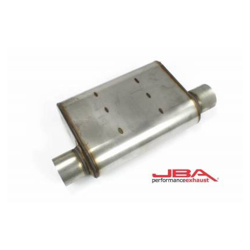 JBA Universal Chambered Style 304SS Muffler 13x9.75x4in 3in In/Out Dia Offset/Offset (Same Side)