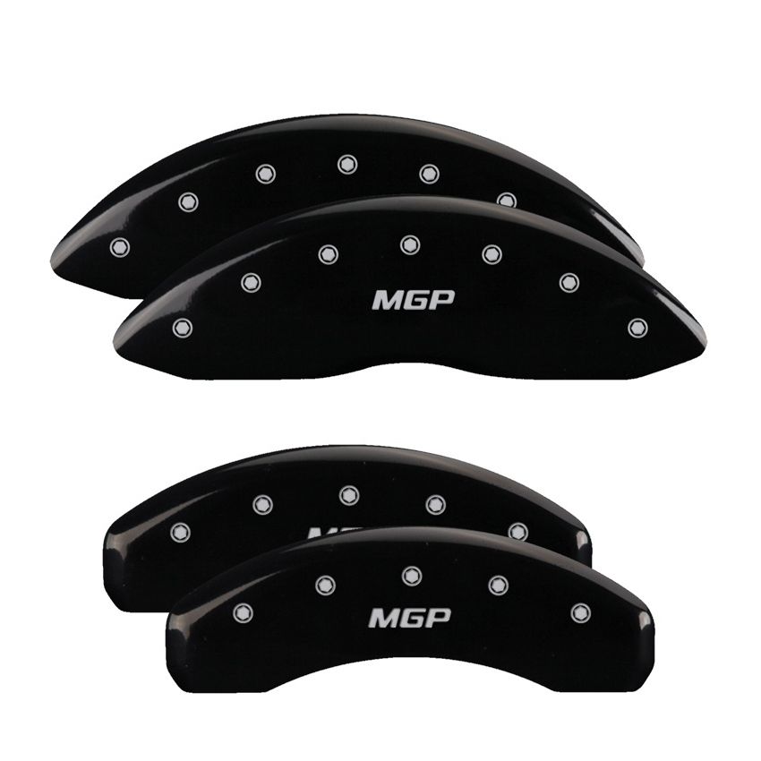 MGP 17123SMGPBK 4 Caliper Covers Engraved Front & Rear  Black finish silver ch