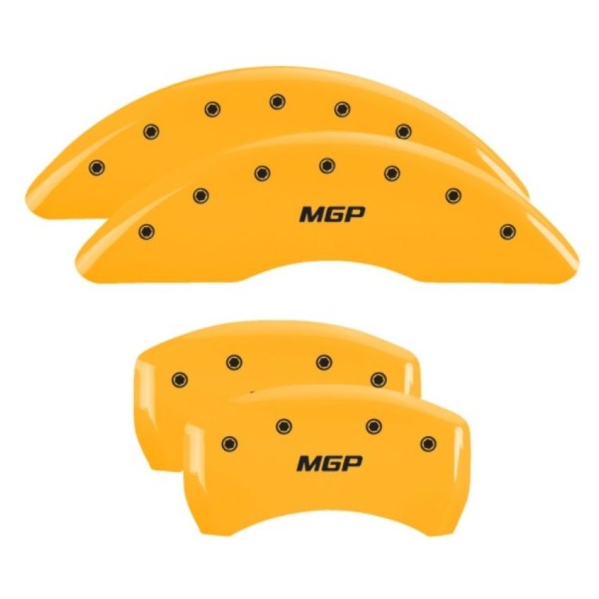MGP 4 Caliper Covers Engraved Front & Rear MGP Yellow Finish Black Char 2019 Volkswagen Atlas