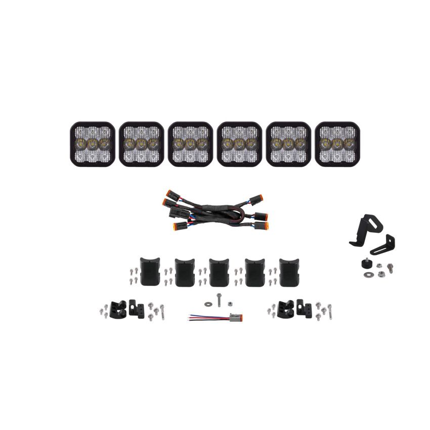 Diode Dynamics DD7244 SS5 Pro Universal CrossLink 6-Pod Lightbar - White Combo