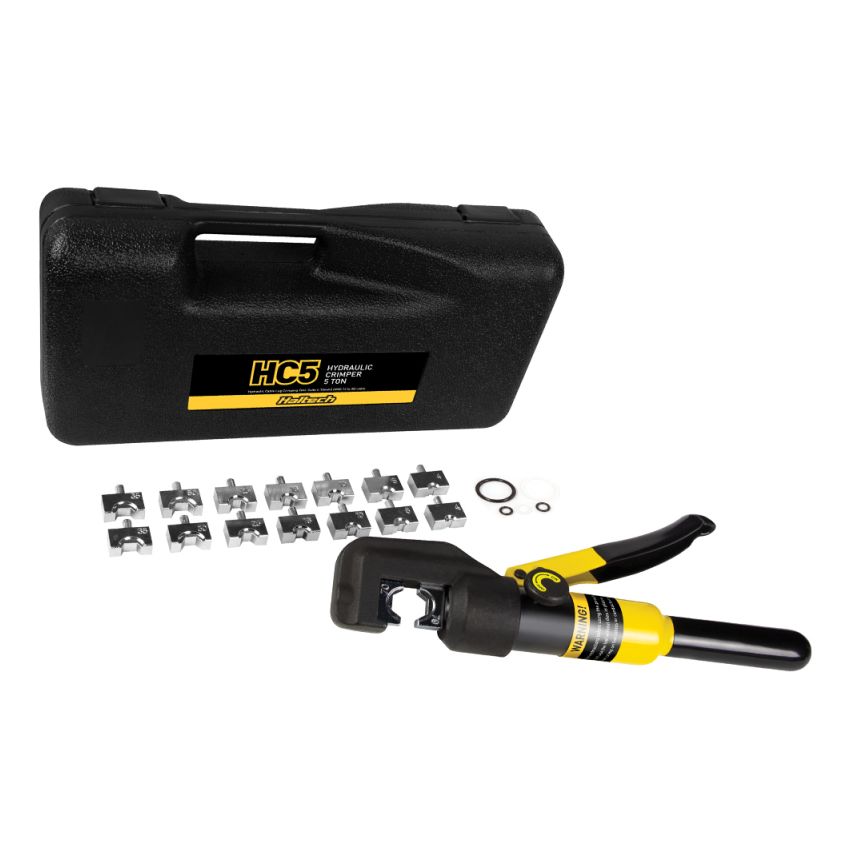 Haltech HC5 Hydraulic Crimping Tool - 5 TON - Suits 00 AWG to 12AWG Cable