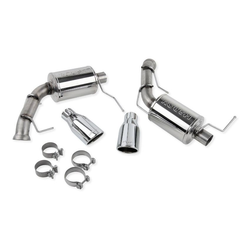 ROUSH 2011-2014 Ford Mustang V6 Enhanced Sound Dual Axle-Back w/ Round Tips