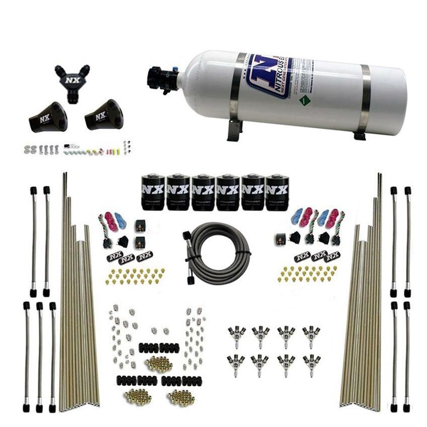 Nitrous Express 80020-15 8-CYL TRIPLE-D DRY DIRECT PORT, 3 STAGE DRY, 6 SOLENOIDS W/ 15LB BOTTLE