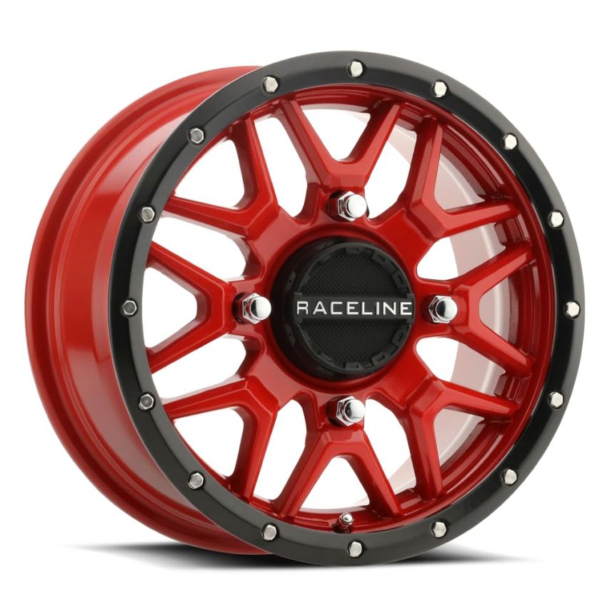Raceline A94R Krank 14x7in / 4x156 BP / 10mm Offset / 132.5mm Bore - Red & Black Lip Wheel