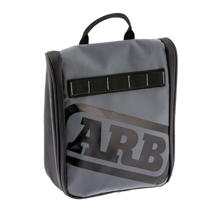 ARB Toiletries Bag Charcoal Finish w/ Red Highlights PVC Outer Shell Mesh Pockets Mirror
