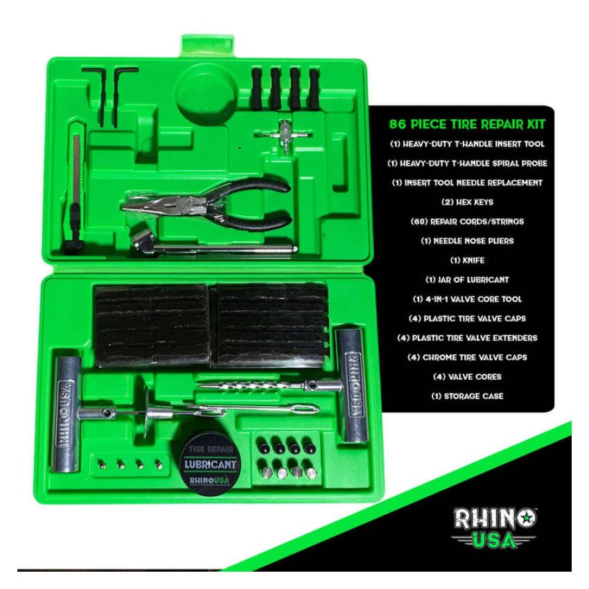 Rhino USA RNO-TIRE-REPAIR-KIT Tire Repair Plug Kit, 86 Pieces