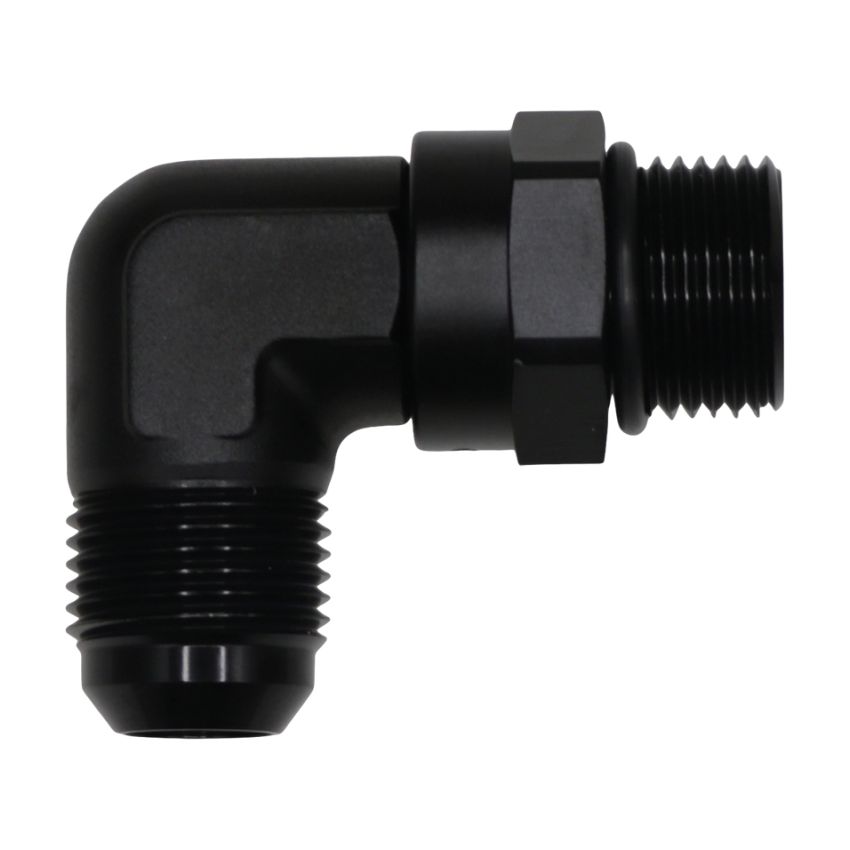 DeatschWerks 10AN ORB Male Swivel to 10AN Male Flare 90-Degree Fitting - Anodized Matte Black