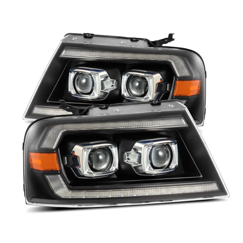 AlphaRex 04-08 Ford F150 PRO-Series Projector Headlights Alpha-Black w/ Sequential Signal and DRL