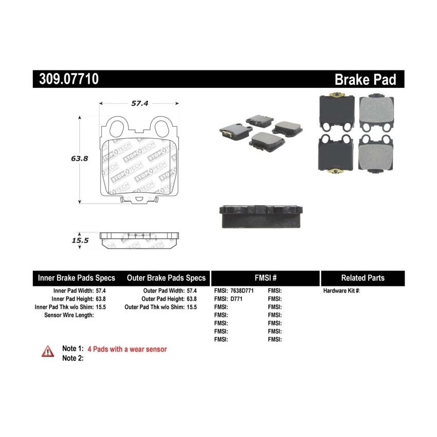 StopTech Performance 98-05 Lexus GS 300/350/400/430/450H / 00-05 IS250/300/350 Rear Brake Pads