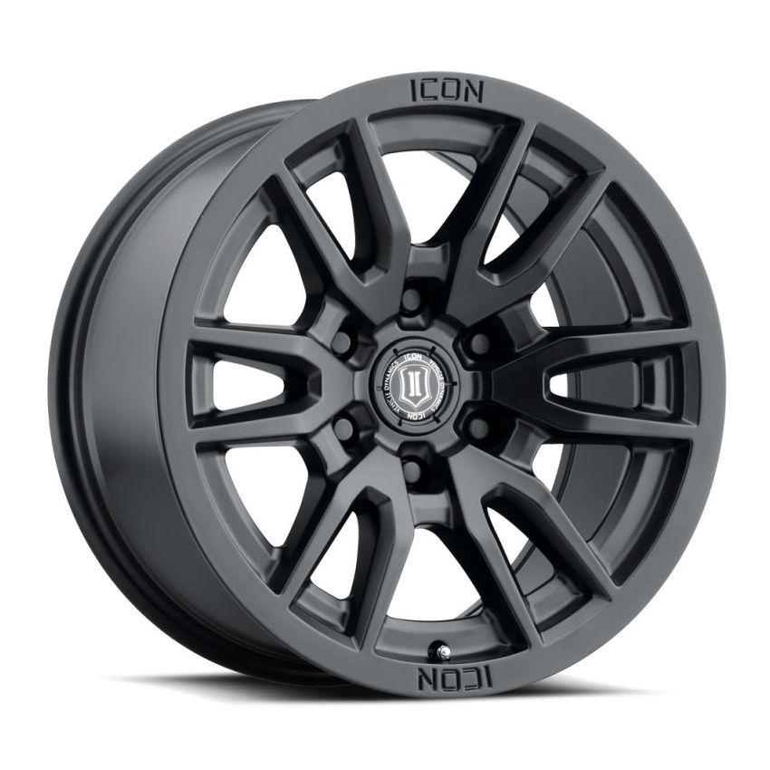 ICON 2417858347SB Vector 6 17x8.5 6x5.5 0mm Offset 4.75in BS 106.1mm Bore Satin Black Wheel