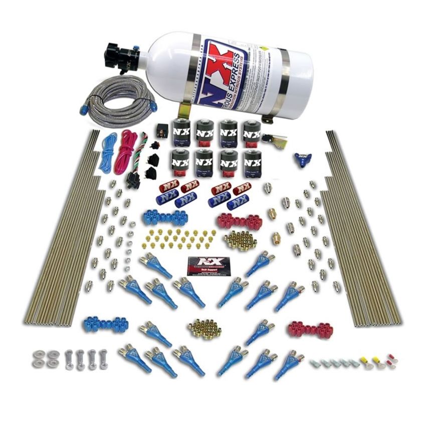 Nitrous Express 90008-10 SHARK DUAL STG /GAS 16 NZLS (200-1200HP) 8 SOLENOIDS WITH 10LB BOTTLE