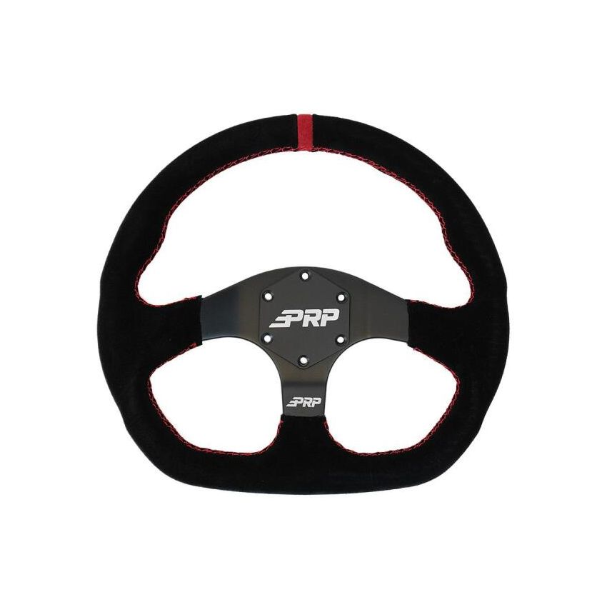 PRP Seats G253 PRP Suede D-Shape Steering Wheel - Red