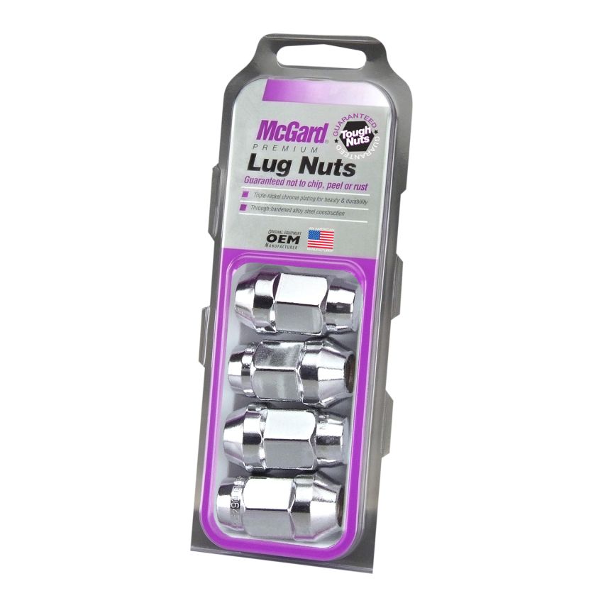 McGard Hex Lug Nut (Cone Seat Bulge Style) M14X1.5 / 13/16 Hex / 1.945in. Length (4-Pack) - Chrome