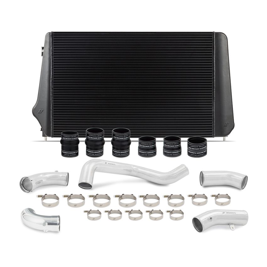 Mishimoto MMINT-DMAX-17KBKP 17-19 GM L5P Duramax Intercooler Kit - Black w/ Polished Pipes