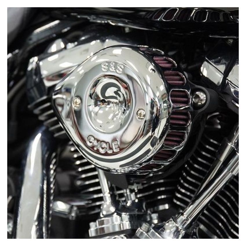 S&S Cycle 170-0436C 2017+ M8 Models Stealth Air Cleaner Kit w/ Gloss Black Mini Teardrop Cover