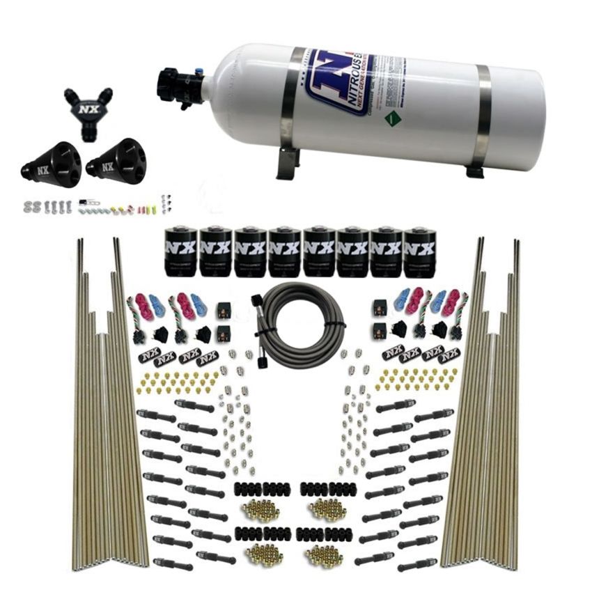 Nitrous Express 93306-15 8 CYL DRY DIRECT PORT, FOUR STAGE, 8 SOLENOIDS, WITH 15LB BOTTLE (200-600HP)