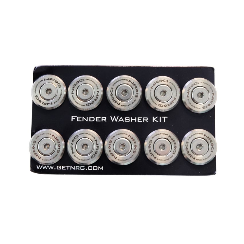 NRG M-Style Fender Washer Kit (TI Series) M6 Bolts For Plastic (Silver Wshr/Silver Scrw) - Set of 10