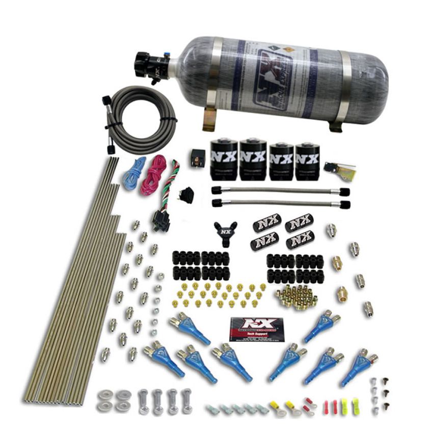 Nitrous Express 90506-12 8 CYL SHARK DIRECT PORT, 4 SOLENOIDS, WITH COMPOSITE BOTTLE (200-600HP JETTING)