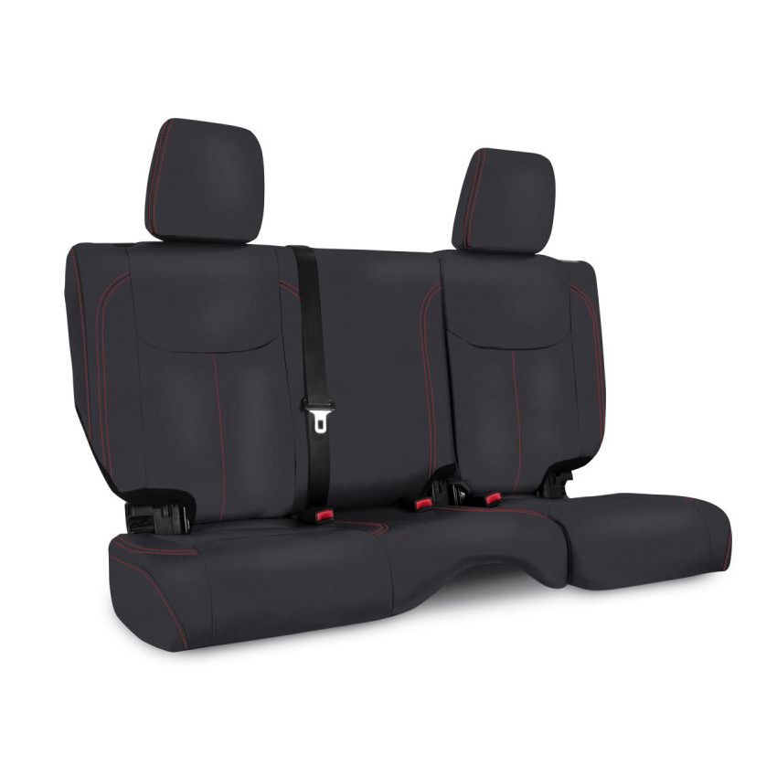 PRP 13-18 Jeep Wrangler JKU Rear Seat Cover/4 door - Black with Red Stitching