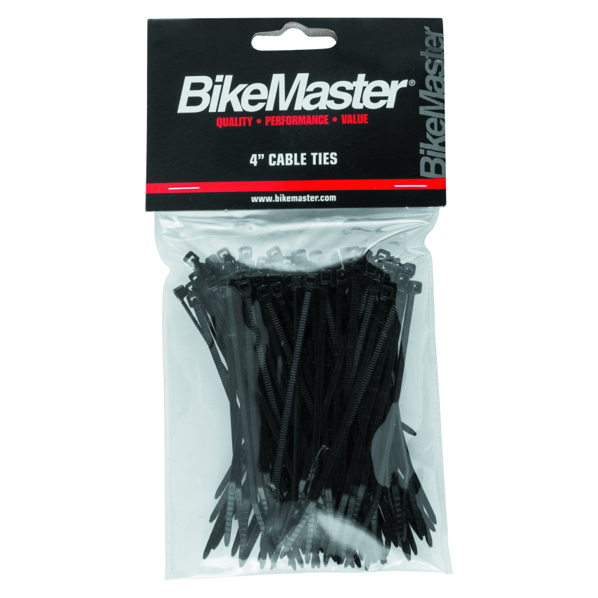 BikeMaster 151672 4in Cable Ties (Pack of 100) - Black