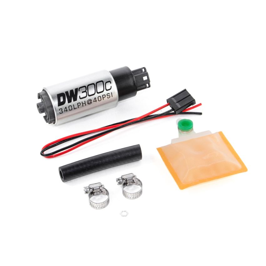 DeatschWerks 340lph DW300C Compact Fuel Pump w/ Universal Install Kit (w/o Mounting Clips)