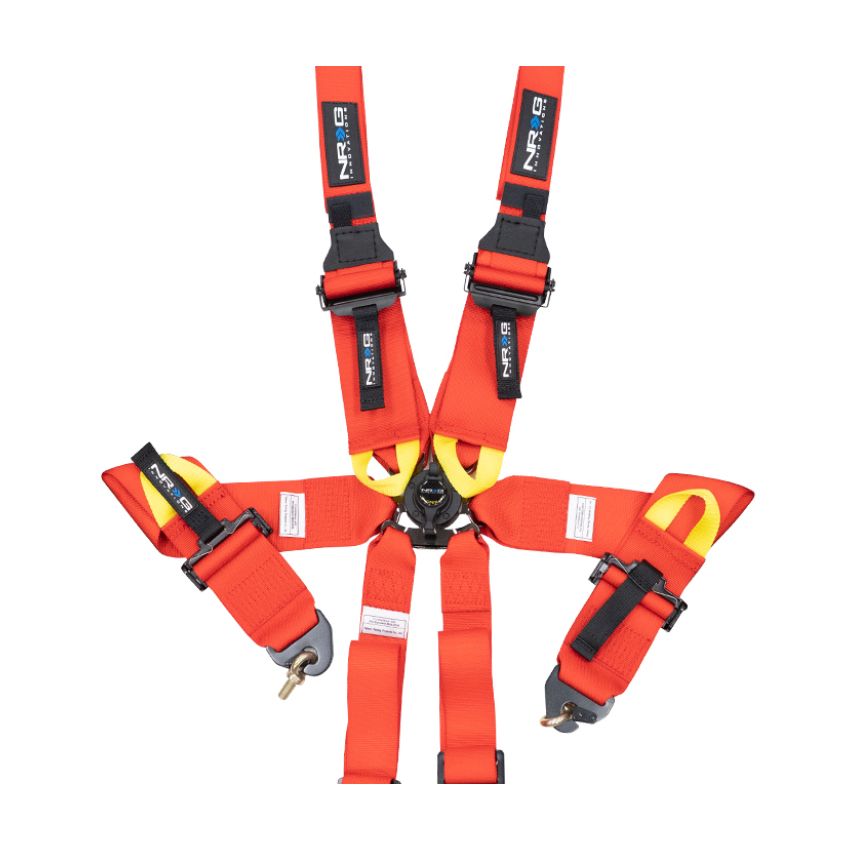 NRG SBH-HRS6PCRD FIA 6pt 2in. Shoulder Belt for HANS Device/ Rotary Cam Lock Buckle/ 3in. Waist Belt - Red